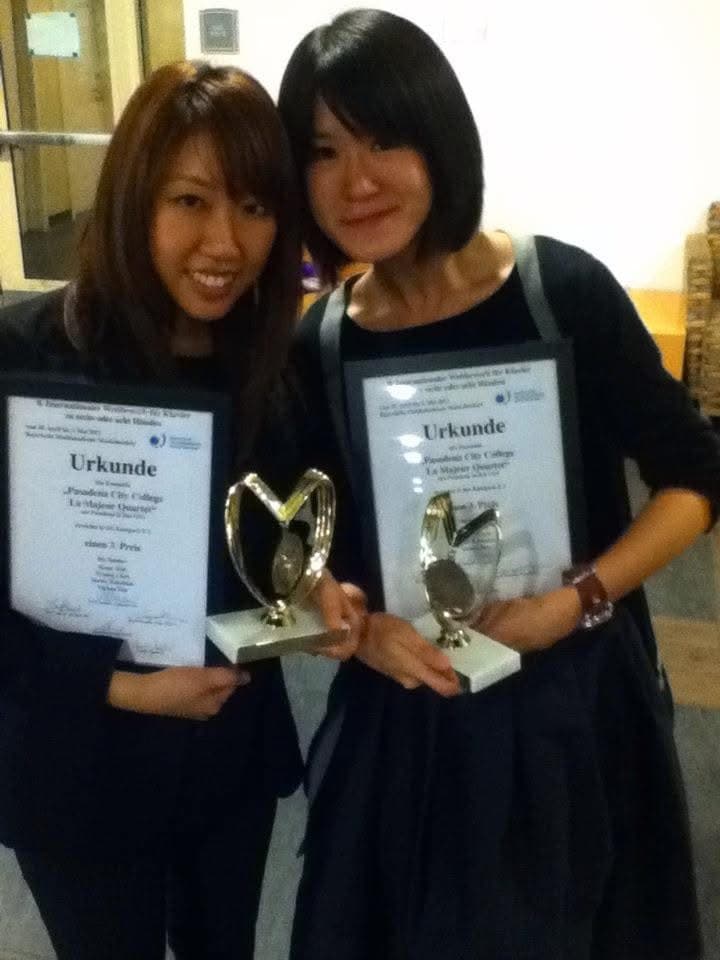 Eve with her international competition award